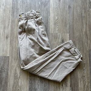 Vintage 90s Structure Khaki Twill Pleated Cuffed Chino Pants Size 28x28